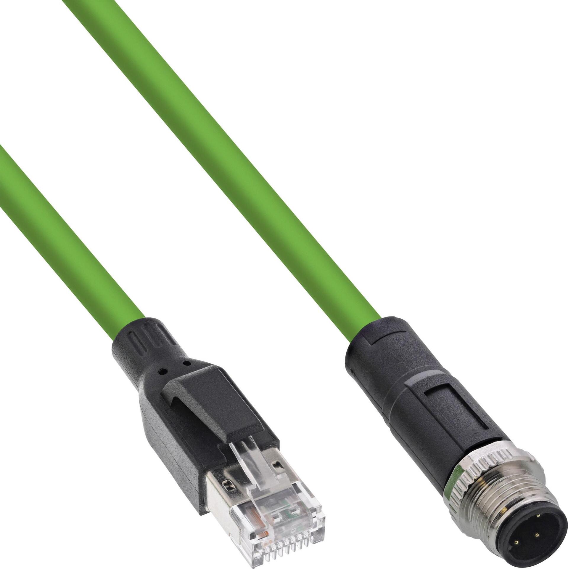 Bild von InLine Industrie Netzwerkkabel, M12 4-pin D-kodiert Stecker zu RJ45 Stecker, PUR, 15m (U/UTP, CAT5e, 15 m), Netzwerkkabel