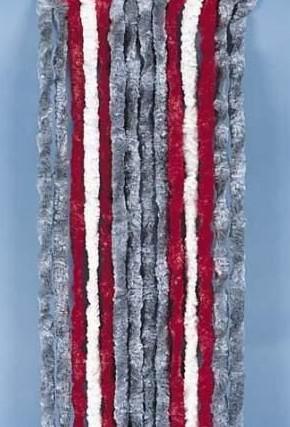 Bild von Flauschvorhang 56x185 cm grau/rot/weiß für Wohnwagen