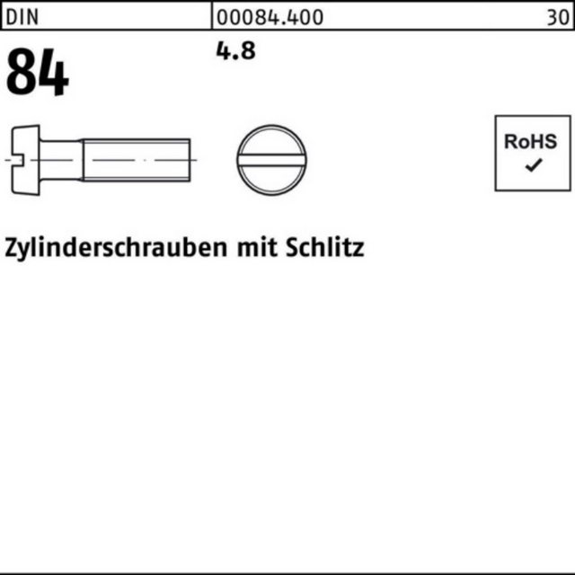 Bild von Reyher Zylinderschraube 2000er Pack Zylinderschraube M 3 x 18 DIN 84/ISO 1207 Schlitz 44412