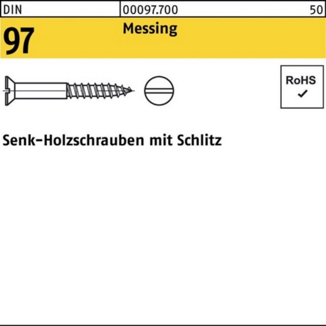 Bild von Schrauben, Holzschraube DIN 97 Senkkopf Schlitz 5 x 35 Messing (200 Schrauben pro Stück)