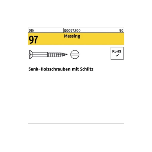 Bild von Reyher Schraube 100er Pack Holzschraube 6 x 60 DIN 97 Senkkopf Schlitz Messing