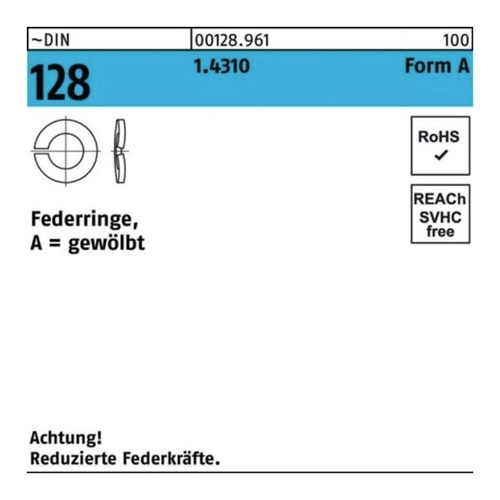 Bild von Federringe DIN 128 A 4 - Hochwertige Befestigungselemente für verschiedene Anwendungen