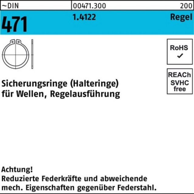 Bild von Reyher Sicherungsring 100er Pack 004713000500000 Sicherungsring DIN 471 50 x 2 1.4122 Regela
