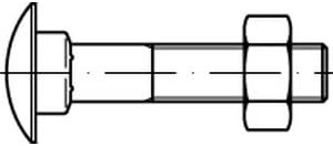Bild von DIN 603 Mu Stahl galvanisch verzinkt Flachrundschrauben mit Vierkantansatz Mu = mit Sechskantmutter - Abmessung: M6x130 (100 Stück)