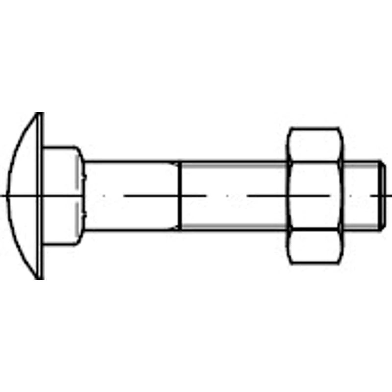 Bild von 25 Stk. Flachrundschraube DIN 603 Vierkantansatz/6-ktmutter M20x120 Mu 4.6 verz.