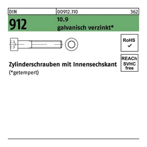 Bild von Reyher Zylinderschraube M 16 x 45 DIN 912 - 100er Pack von DIN- und Normteile