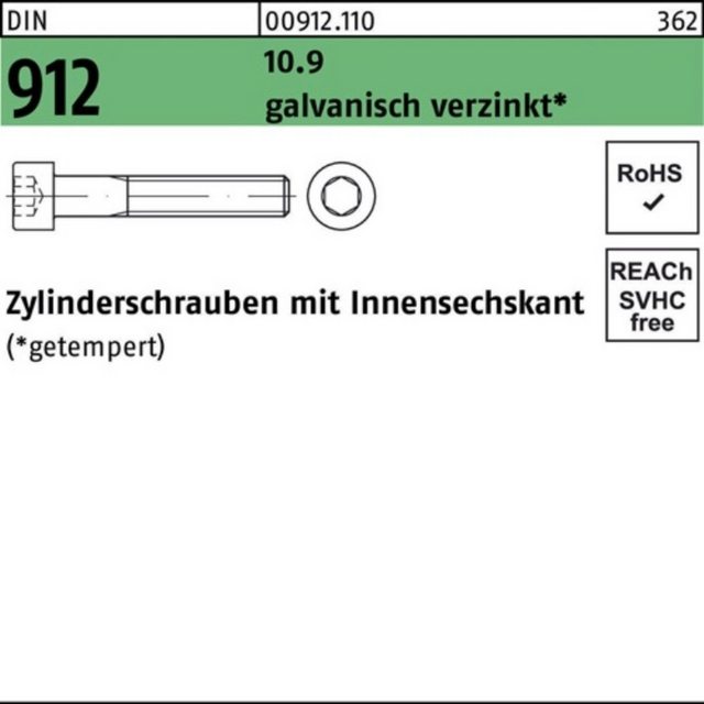 Bild von Reyher Zylinderschraube 100er Pack Zylinderschraube M 20 x 50 DIN 912 m.Innensechskant 10.9 ga