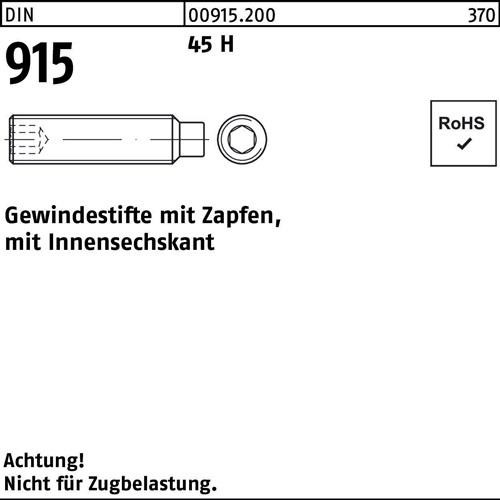 Bild von 100 Stk. Gewindestift DIN 915 Zapfen/Innen-6kt M16x 16 45 H 100 Stück Noname