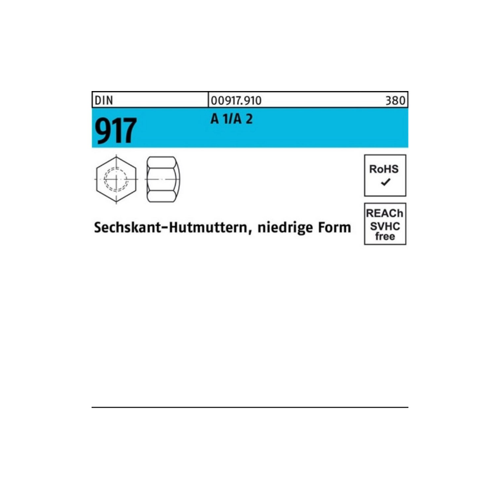 Bild von Sechskant-Hutmuttern DIN 917 A1/A2 M6 – 500er Pack