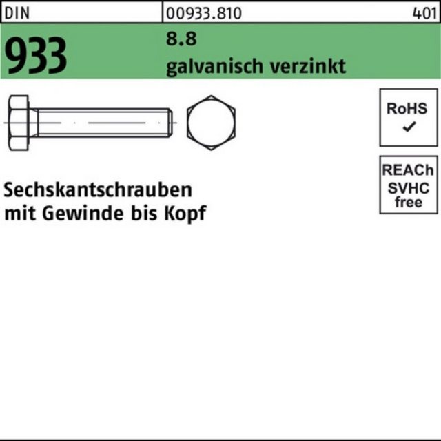 Bild von Reyher Sechskantschraube 100er Pack Sechskantschraube M 16 x 280 DIN 933 VG 8.8 galvanisch verz