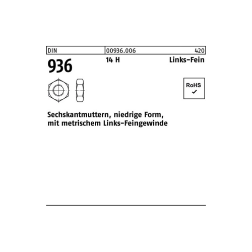 Bild von DIN 936 14 H Links-Fein Sechskantmuttern – Robust und Vielseitig