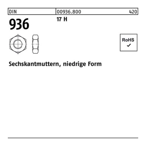 Bild von Flache Sechskantmuttern DIN 936, M30 aus Stahl 17H