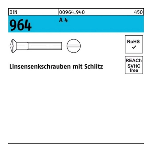 Bild von Linsen-Senkschrauben DIN 964 A 4 M 5 x 20 - Reyher 500er Pack