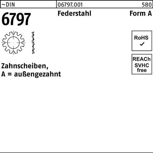 Bild von 200 Stk. Zahnscheibe DIN 6797 FormA außengezahnt A 21 Federstahl 200 Stück