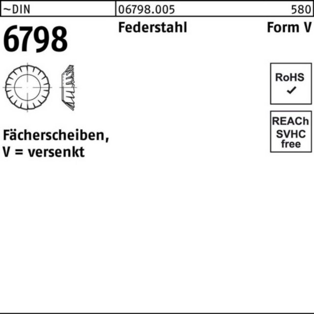 Bild von Reyher Fächerscheibe 100er Pack Fächerscheibe V 10,5 DIN 6798 Form V versenkt Federstahl