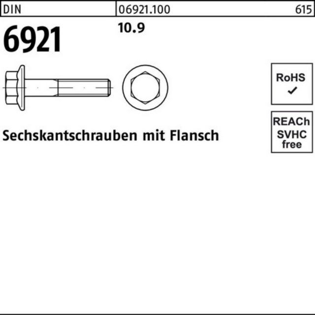Bild von Reyher Sechskantschraube 100er Pack Sechskantschraube M 12 x 35 DIN 6921 m.Flansch 44449