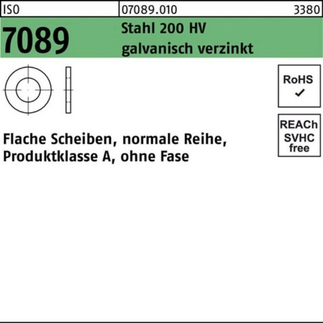 Bild von Bufab Unterlegscheibe 100er Pack 070890109160000 Unterlegscheibe ISO 7089 o.Fase 16 Stahl 20