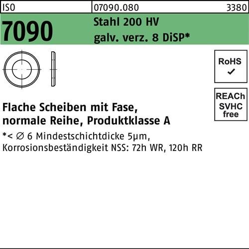 Bild von Flache Scheiben, normale Reihe Pkl. A, ISO 7090 Stahl 200HV gal.verz.DiSP 5,3mm