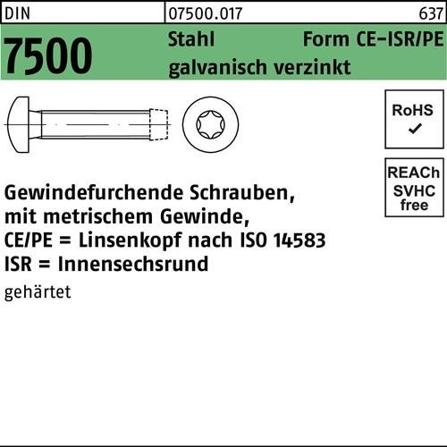 Bild von 1000 Stk. Gewindefurchendeschraube DIN 7500 LIKO ISR CEM 3x16-T10 Sta galv.verz.