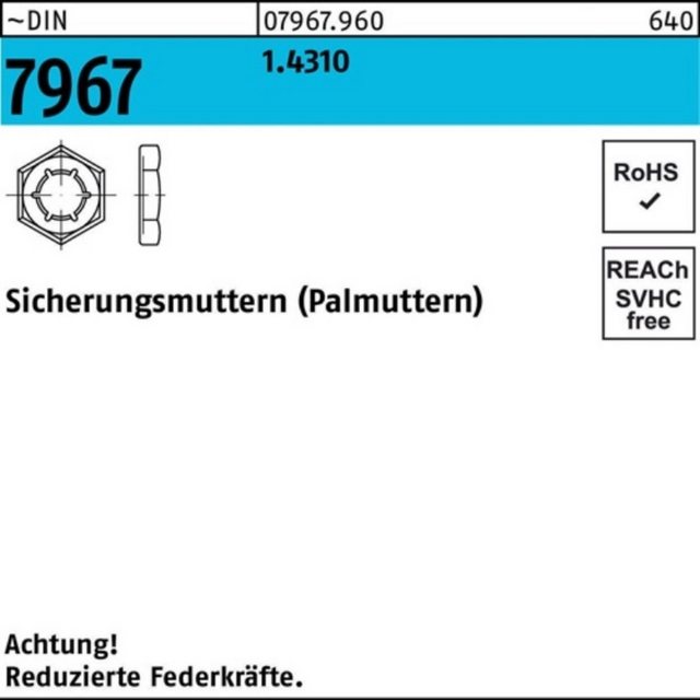 Bild von Reyher Sicherungsmutter 100er Pack Sicherungsmutter M 20 DIN 7967 14310
