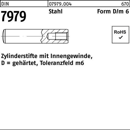 Bild von Zylinderstift mit Innengewinde DIN 7979 Form D Stahl gehärtet blank ø12 x 100mm