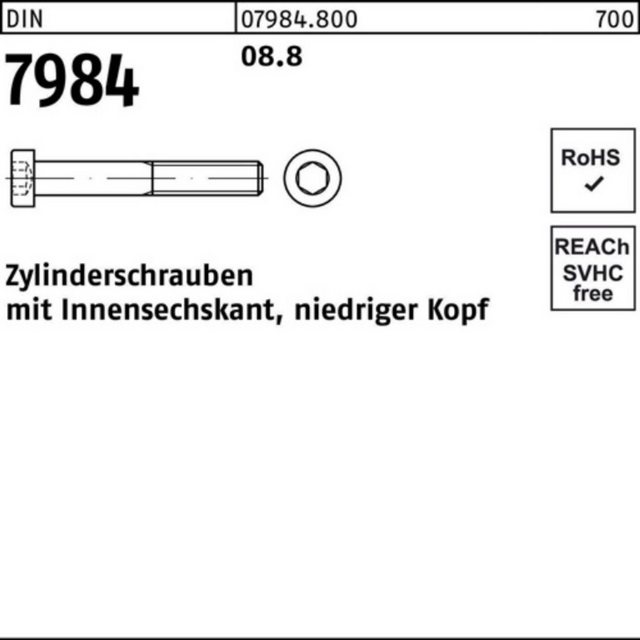 Bild von Reyher Zylinderschraube 100er Pack REYHER 079848000100035 Zylinderschraube DIN 7984 m.Innensec