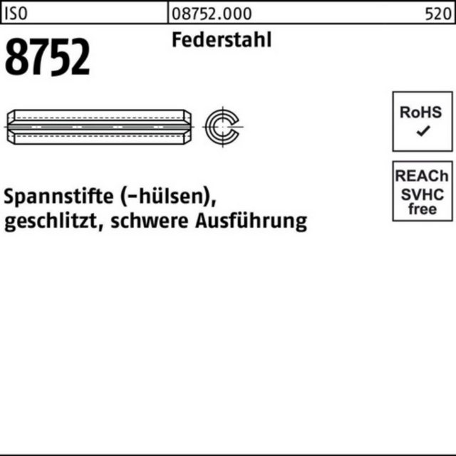 Bild von Reyher Spannstift 100er Pack Spannstift 12 x 40 ISO 8752 geschlitzt Federstahl schwere A
