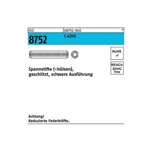Bild von ISO 8752 1.4310 Spannstifte - Schwer und zuverlässig