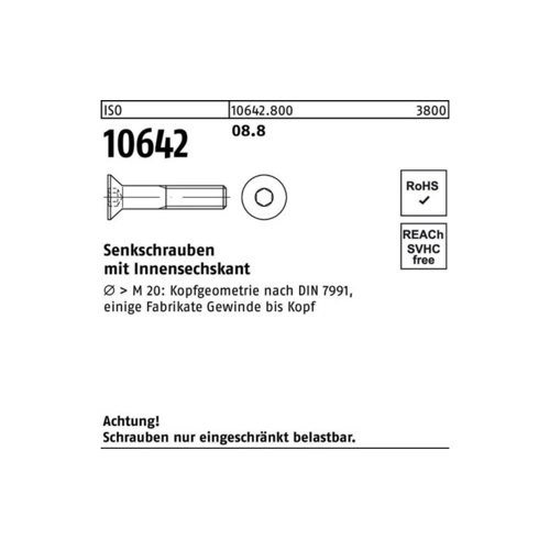 Bild von Senkschrauben ISO 10642 M5x35 - Reyher 200er Pack