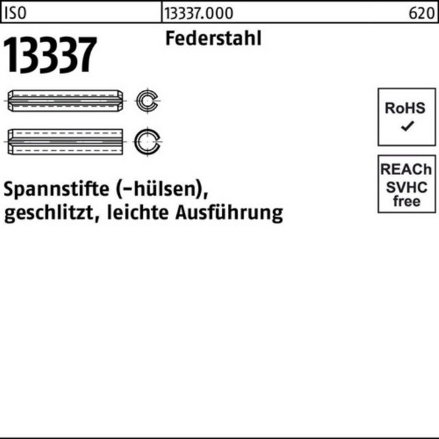Bild von Reyher Spannstift 100er Pack Spannstifthülse 5 x 50 ISO 13337 geschlitzt Federstahl lei