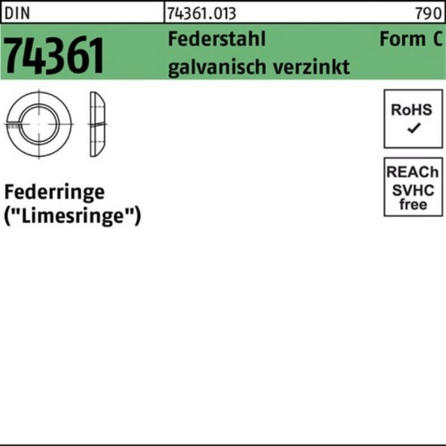 Bild von Reyher Federring 100er Pack Federring C 20,5 DIN 74361 Federstahl galvanisch verzinkt