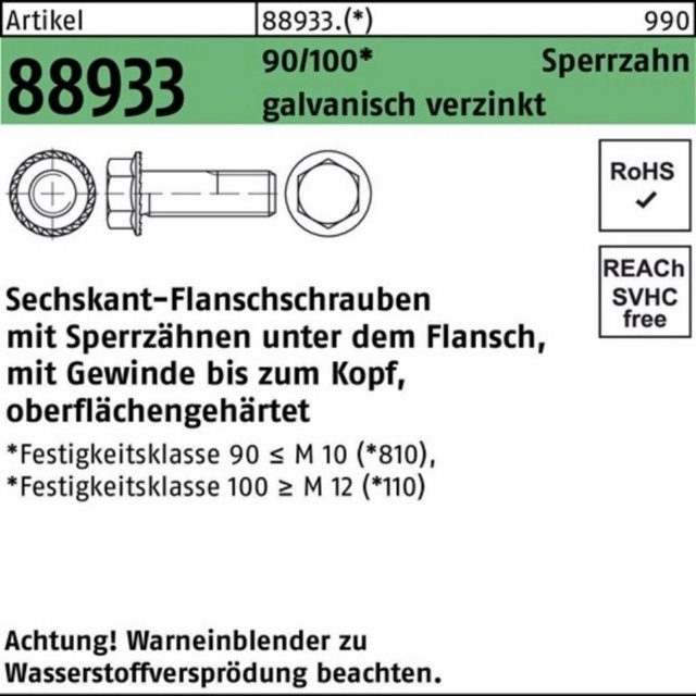 Bild von Reyher Schraube 500er Pack Sechskantflanschschraube M 6 x 10 R 88933 Sperrz. VG 90/100