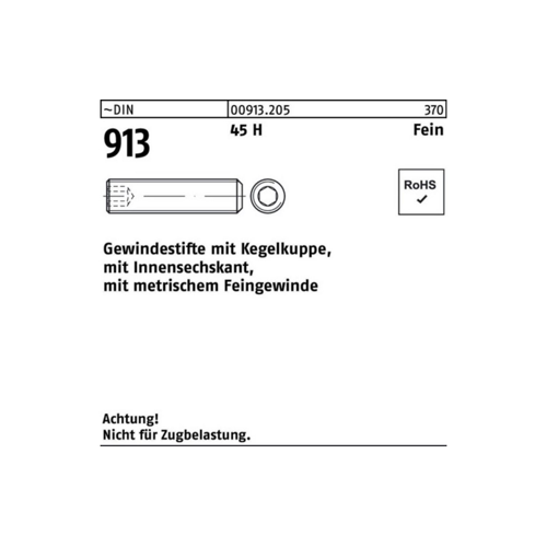 Bild von Gewindestift DIN 913 Kegelkuppe M14x1,5x50 45 H