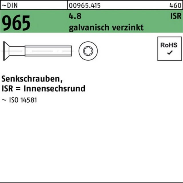 Bild von Reyher Senkschraube 2000er Pack 009654150030025 Senkschraube DIN 965 Innensechsrund M 3 x