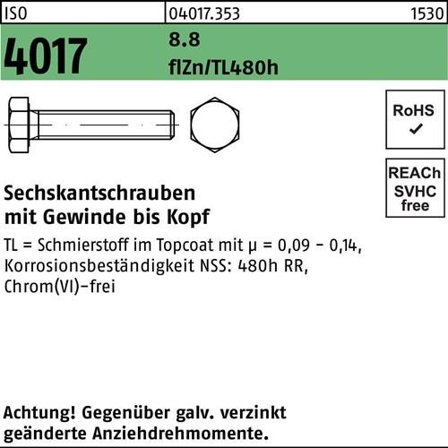 Bild von Bufab, Schrauben, Sechskantschraube ISO 4017 VG M 8 x 30 8.8 zinkbesch. Gleitmittel flZnnc 480h-L (200 Schrauben pro Stück)