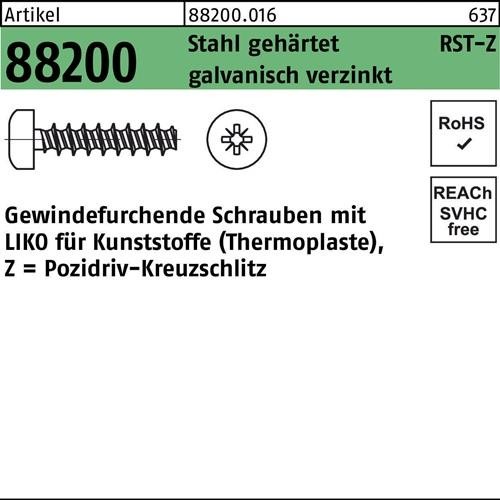 Bild von 500 Stk. Gewindefurchendeschraube R 88200 Liko PZ 4x16-Z Stahl gehärtet