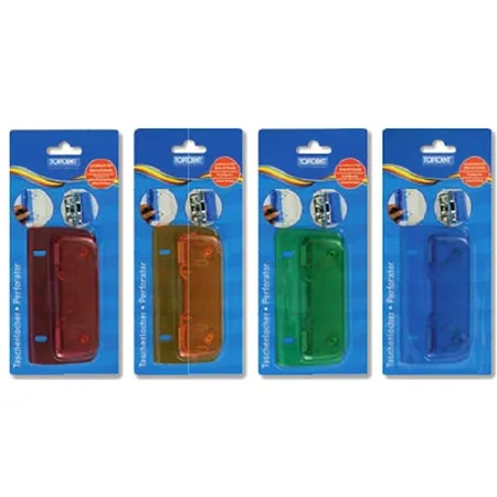 Bild von Toppoint 10er Mini Locher mit Linealfunktion, Kunststoff, Rot, Blau, Grün, Orange