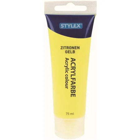Bild von Stylex 28641 - Acrylfarbe auf Wasserbasis, 83 ml Tube in zitronengelb, matt, hohe Deck- und Farbkraft, lichtbeständig, schnelltrocknend und wasserfest