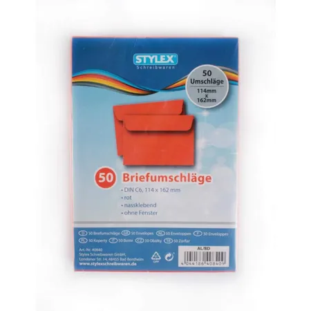 Bild von Stylex Schreibwaren Briefumschlag 50 farbige Briefumschläge / Din C6 / Farbe: rot