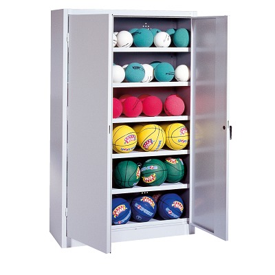 Bild von C+P Ballschrank mit Vollblech-Flügeltüren (Typ 3), HxBxT 195x93x40 cm, Lichtgrau (RAL 7035), Einzelschließung