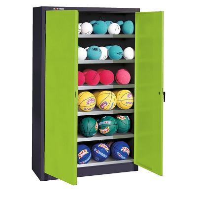 Bild von C+P Ballschrank mit Vollblech-Flügeltüren (Typ 3), HxBxT 195x93x40 cm, Clowngrün (RAL 110 80 60), Einzelschließung
