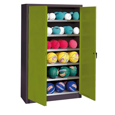 Bild von C+P Ballschrank mit Vollblech-Flügeltüren (Typ 3), HxBxT 195x93x50 cm, Clowngrün (RAL 110 80 60), Einzelschließung