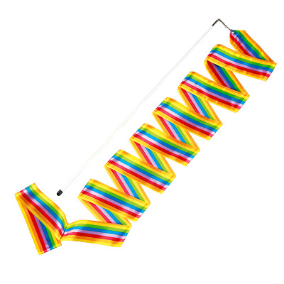 Bild von Sport-Thieme Gymnastikband mit Stab "Regenbogen", 6 m, Wettkampf