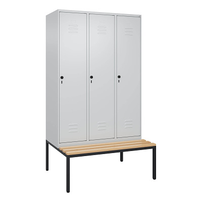 Bild von C+P Garderobenschrank "Classic Plus", Abteilbreite 40 cm, mit Sitzbank, Lichtgrau (RAL 7035), 212x120x50 cm/ 3 Fächer