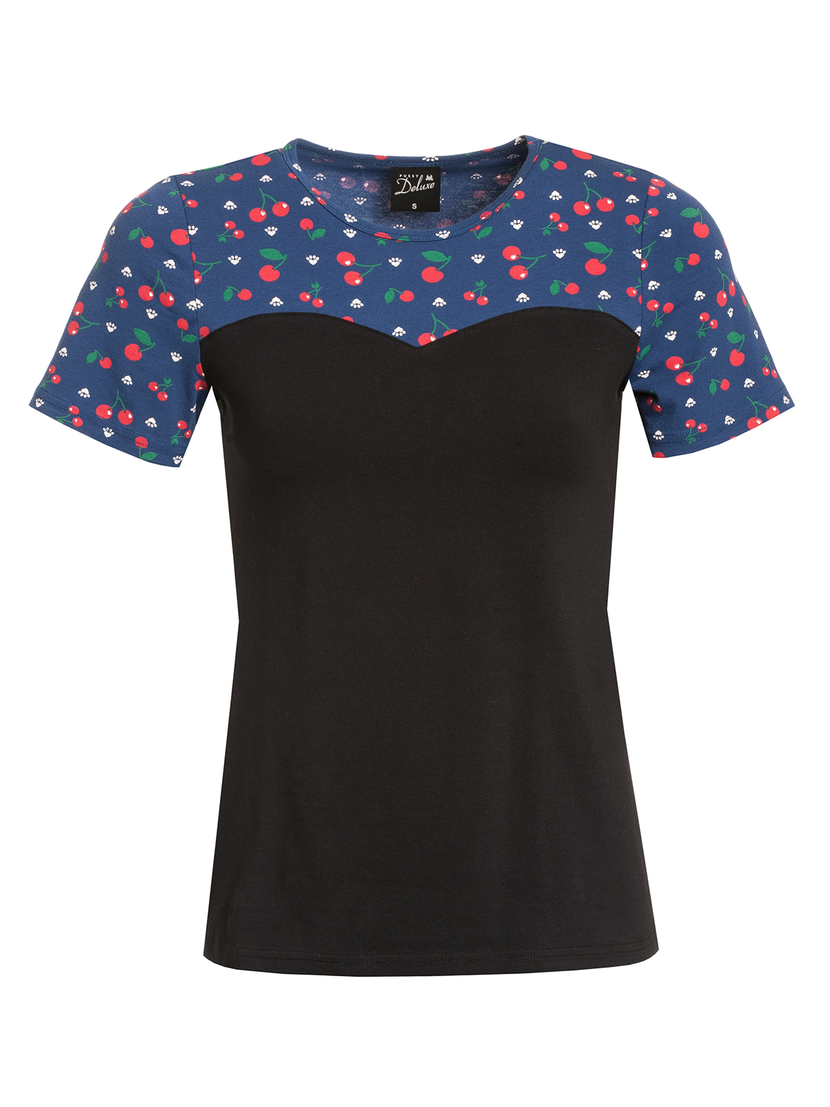 Bild von Pussy Deluxe Cat Paws & Cherries Damen T-Shirt schwarz/allover