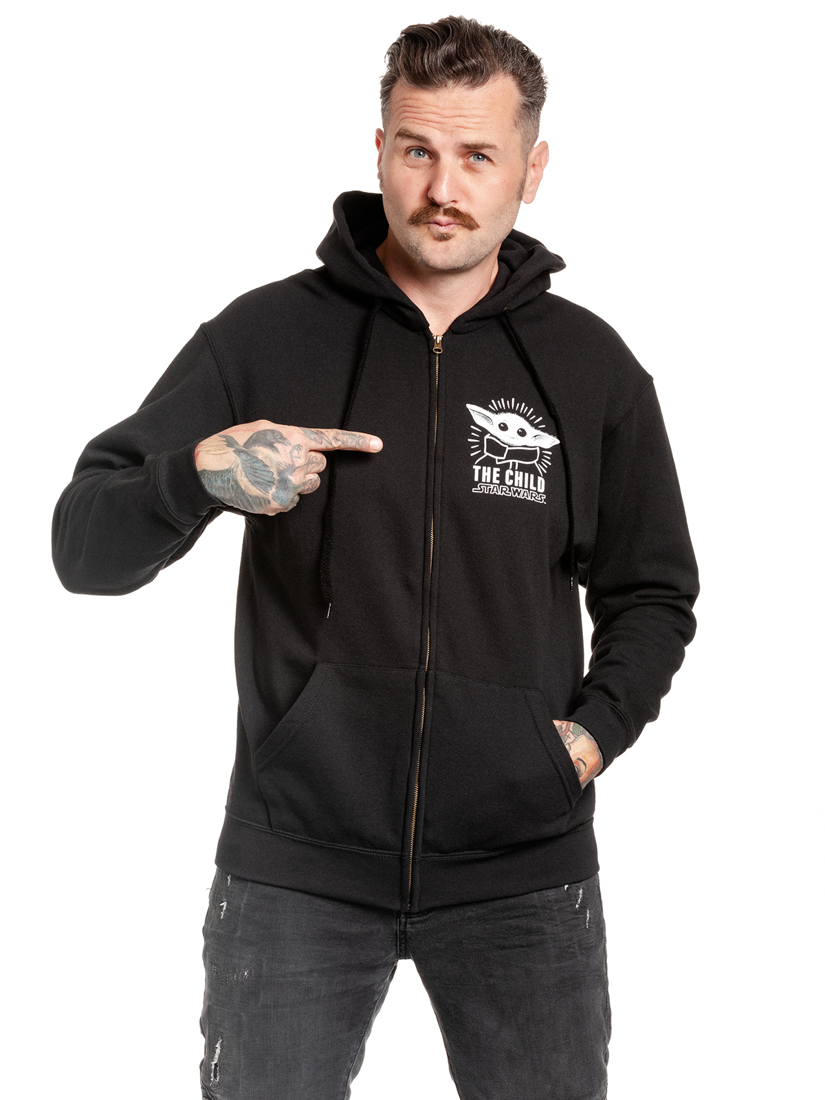 Bild von The Mandalorian Baby Yoda Herren Kapuzensweatjacke schwarz