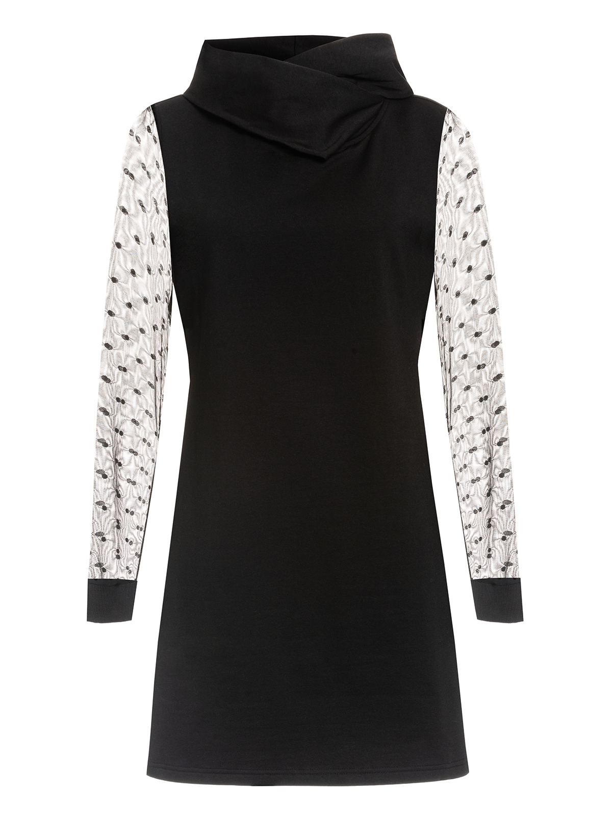 Bild von Pussy Deluxe Black Dots Shawl Hooded Damen Sweatkleid schwarz