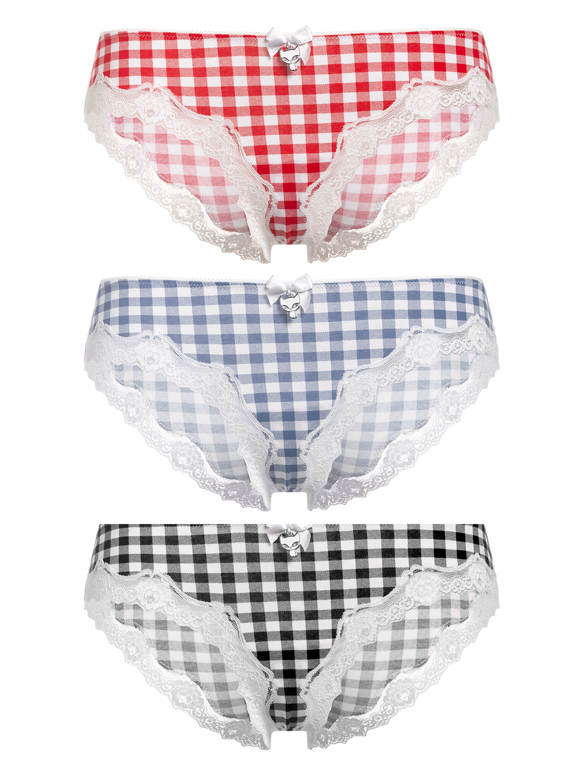 Bild von Pussy Deluxe Plaid 3er Set Damen Panty-Set mehrfarbig