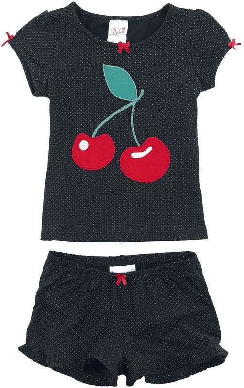 Bild von Pussy Deluxe Dotties % Cherry Girl Kinder Schlafanzug schwarz allover