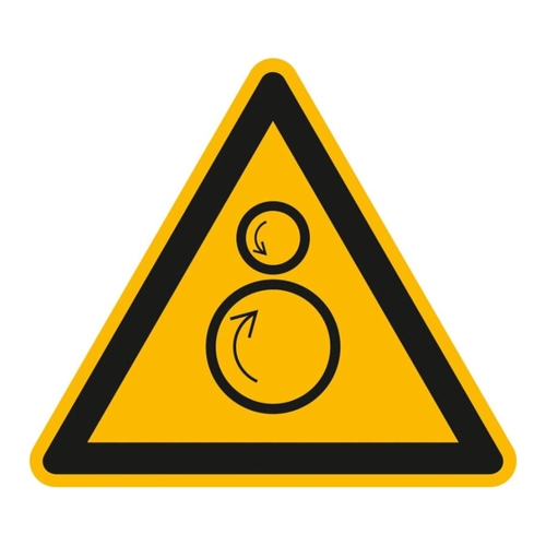 Bild von Warnschild »Warnung vor gegenläufigen Rollen«